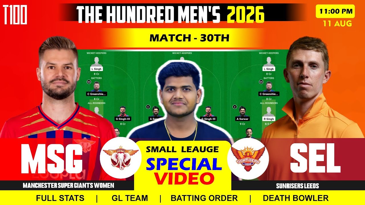 MO vs SUL || MO vs SUL Prediction || Manchester vs Sunrisers Leeds 30TH T100 Match
