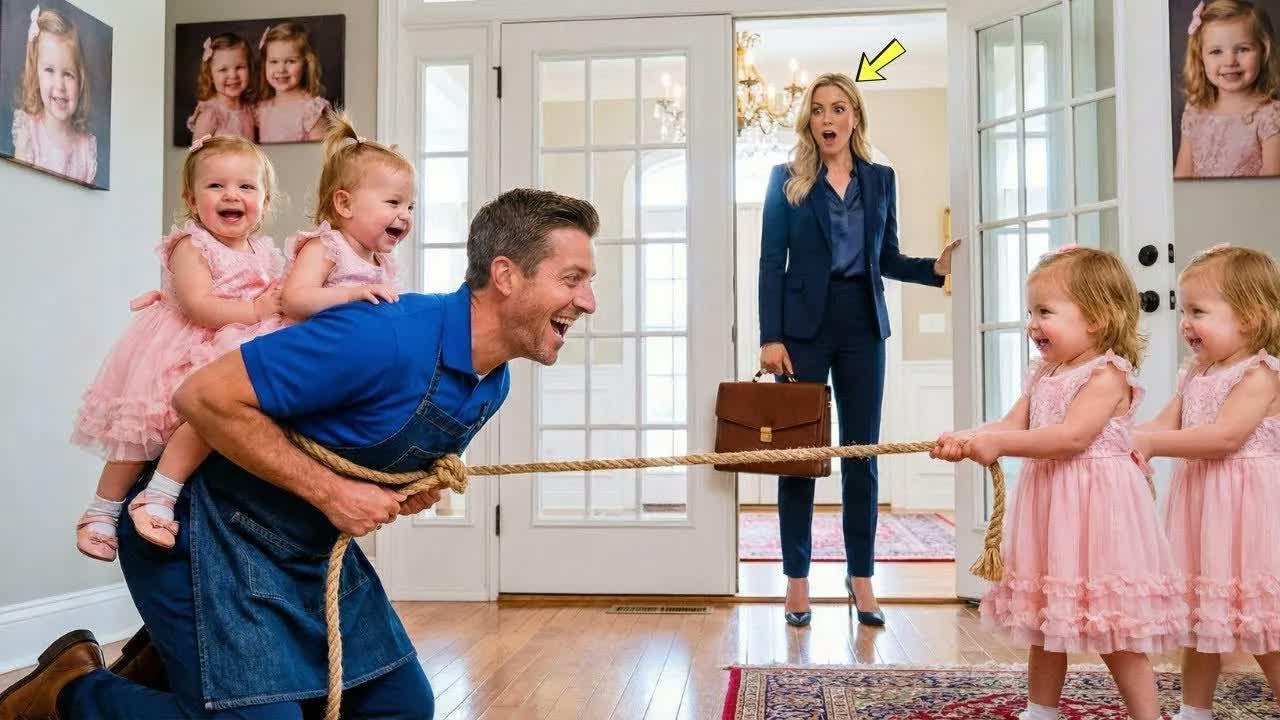 Milliardärin kommt früher heim und sieht den Hausmeister mit ihren Vierlingen – und erstarrt