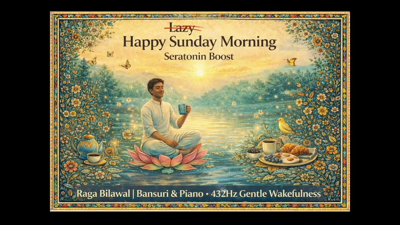 Happy Sunday Morning SEROTONIN Boost| Bansuri & Piano • 432Hz Gentle Wakefulness • Calm Joy