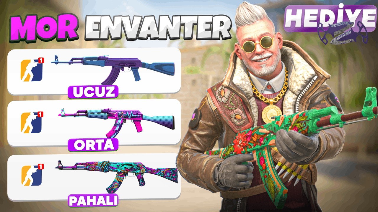CS2 UCUZ ORTA PAHALI MOR ENVANTER (BIÇAK HEDİYE)