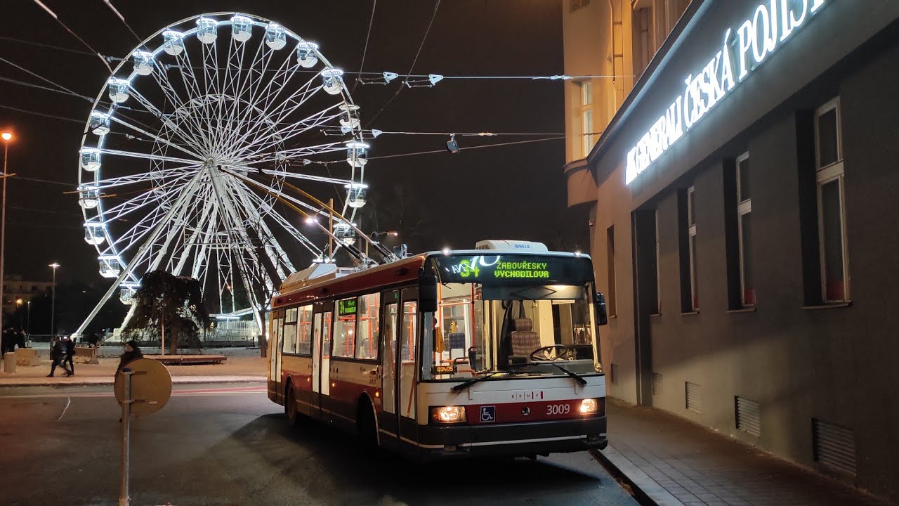 Z linky 32 na linku 30 a do vozovny Komín; Škoda 21Tr DPMB