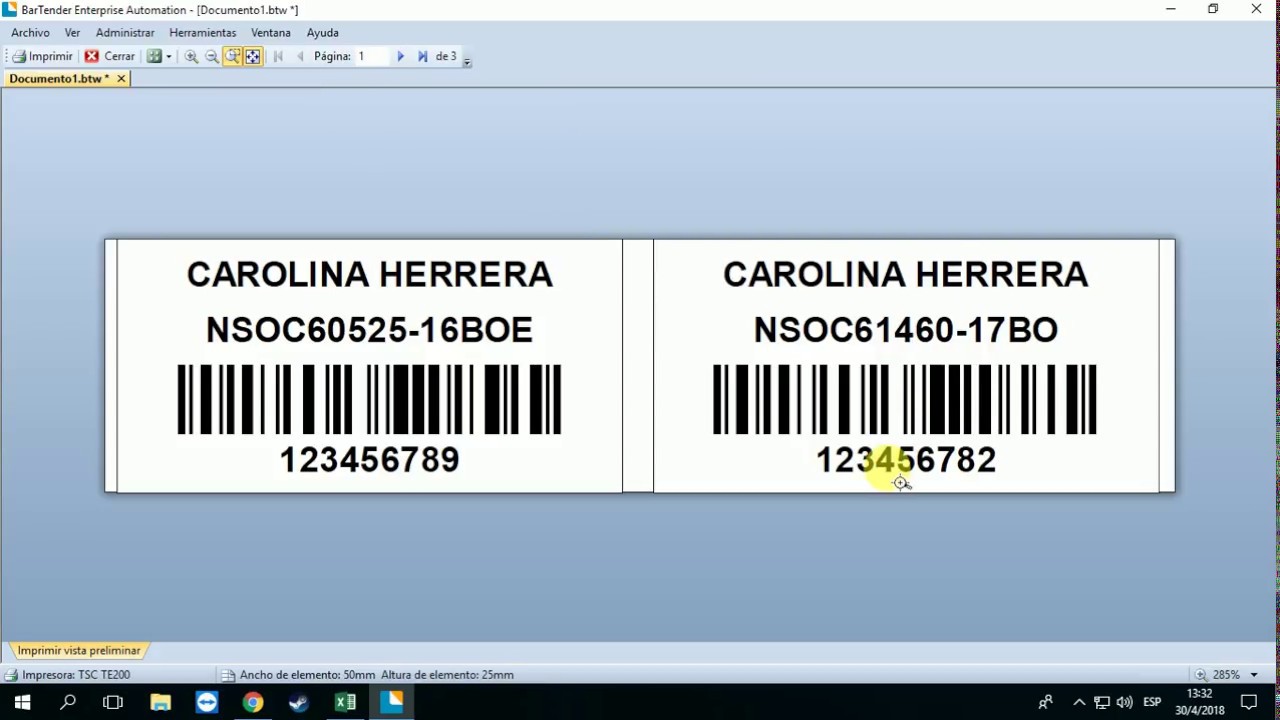 Tutorial configurar base de datos con BARTENDER y Excel.
