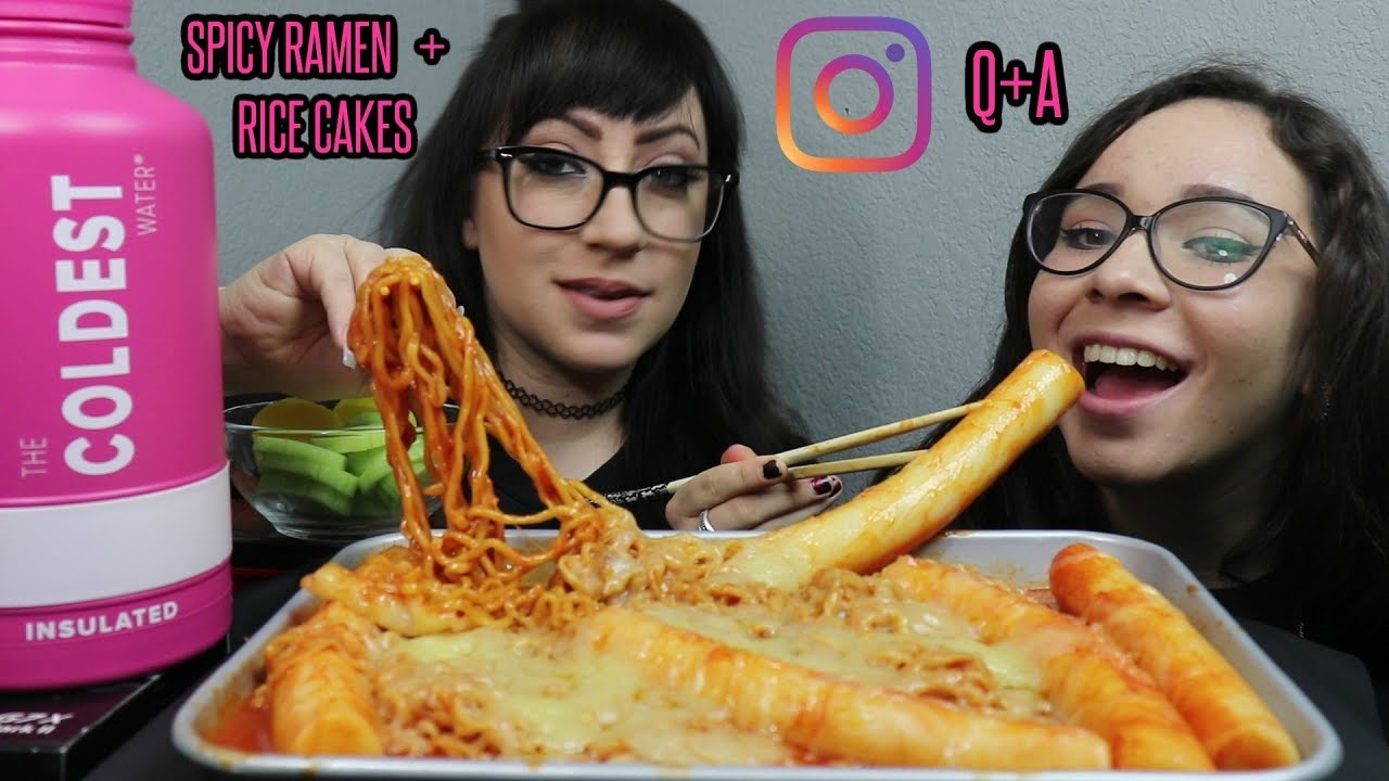 SPICY RAMEN AND CHEESY RICE CAKES MUKBANG | EATING SHOW