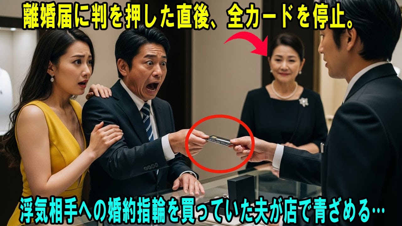 離婚届に判を押した直後、全カードを停止。浮気相手への婚約指輪を買っていた夫が店で青ざめる… #感動の物語 #AIストーリー