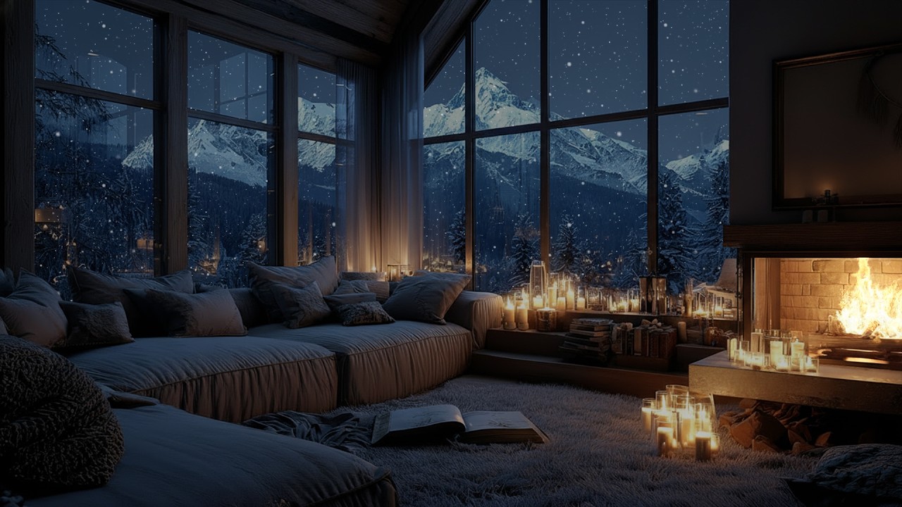 Gentle Winter Snowfall beside the Fireplace ❄️ A Still Space for Focus and Concentration