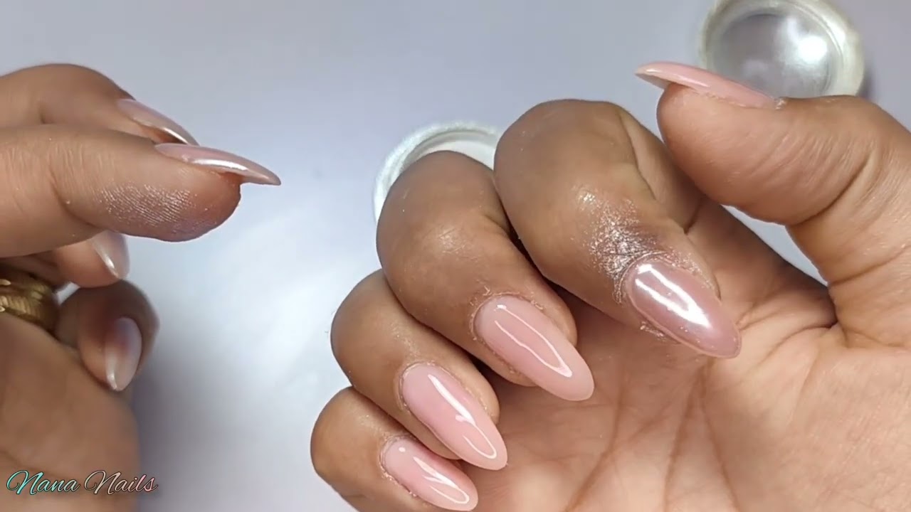 ميرور الاظافر بلمعه قويه خطوه بخطوه 💅🏻 MIRROR POWDER NAILS Step by Step