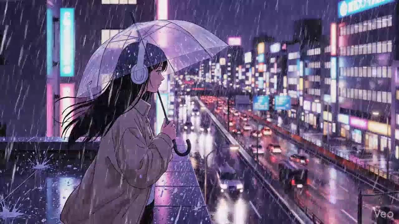 Rainy Night ASMR 🌧️ Neon Japan Lofi Chillhop