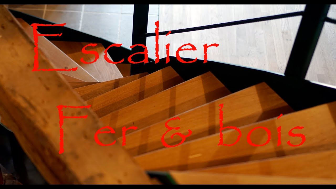 Fabrication d'un escalier quart tournant balancé acier bois