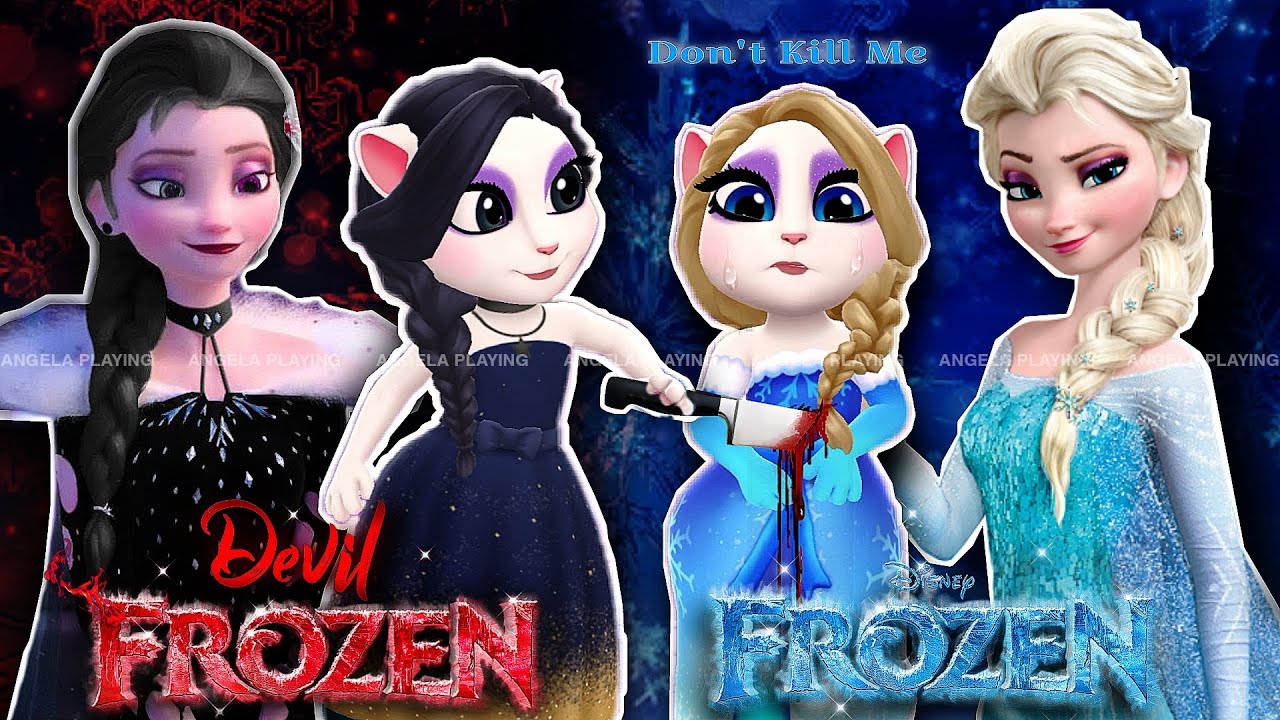 My Talking Angela 2 | Bad Elsa killed Good Elsa | Devil Frozen Elsa Vs Frozen Queen Elsa | Cosplay 🖤