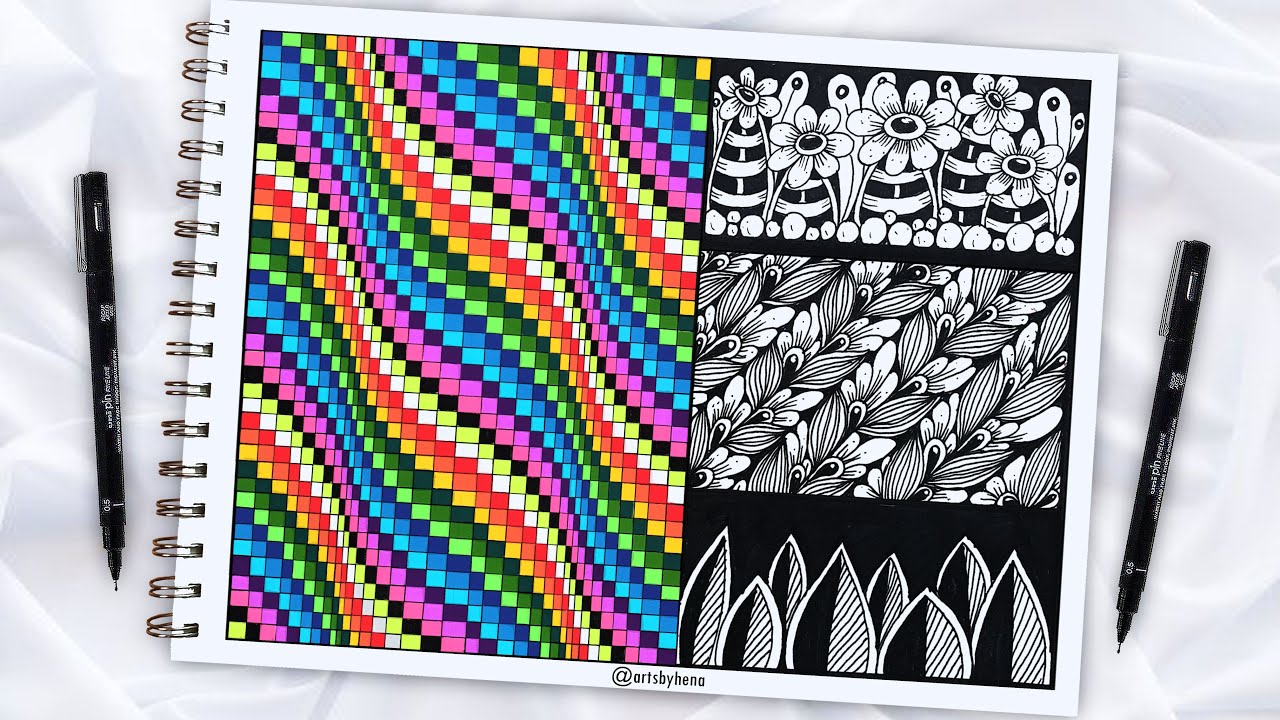 Beautiful Colorful Zentangle Ideas For Beginners| Zentangle Pattern | Geometrical Patterns