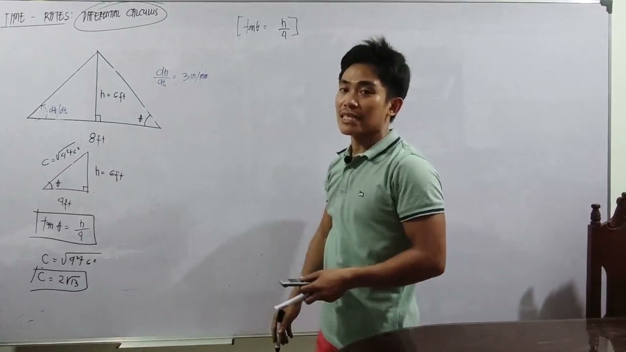 Time Rates - At what rate is the base angle of an isosceles triangle changing?