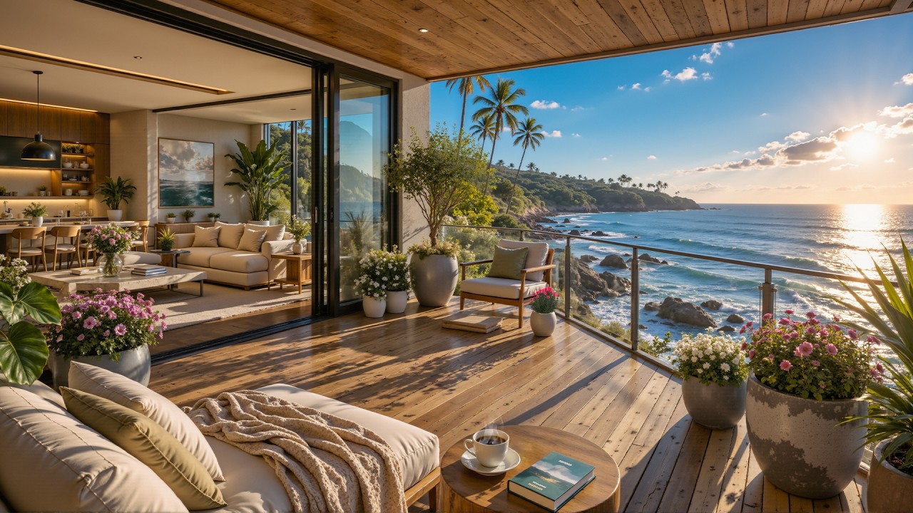 Positive Morning Jazz In A Beach House | Soft Jazz For Work, Reading & Restoring Balance