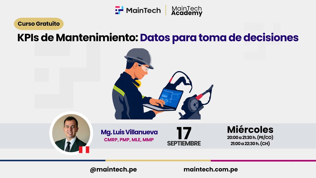 Curso | KPIs de Mantenimiento: Datos para la toma de decisiones – MainTech