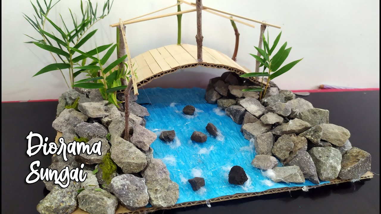 Diorama Sungai Dengan Jembatan dari Stik Es Krim | Kerajinan Berbasis Media Campuran