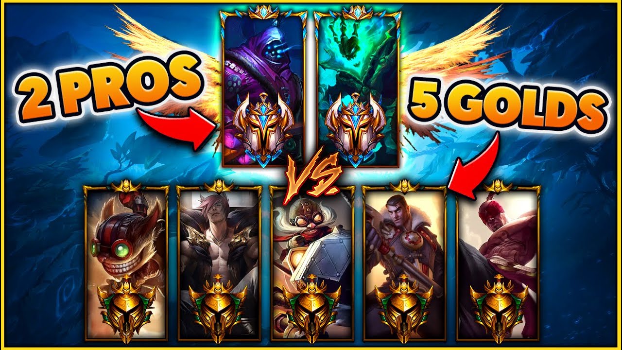 2 PRO Players VS. 5 GOLD Players (WITH A TWIST) - BunnyFuFuu | League of Legends