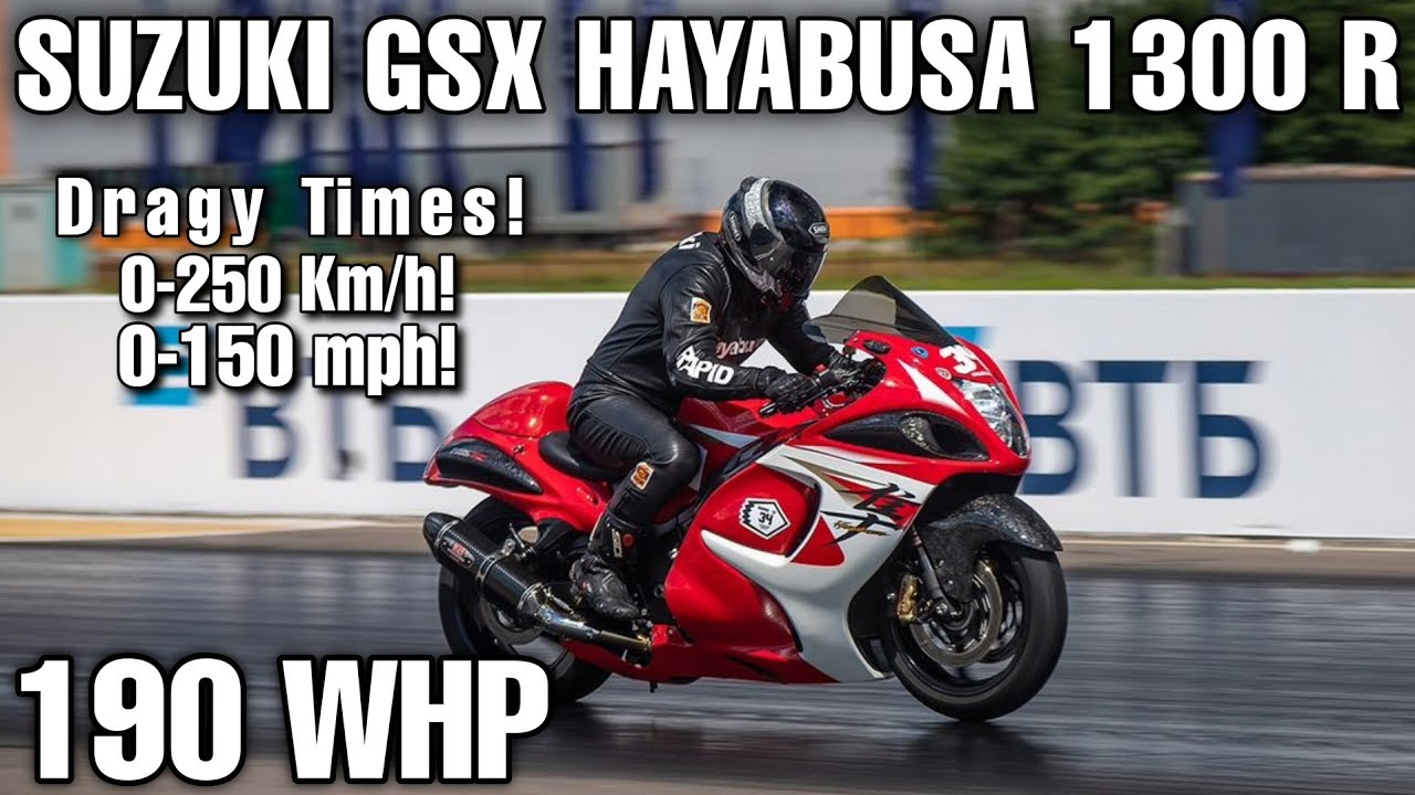 190 WHP Suzuki GSX Hayabusa 1300R Tuned | Dragy times from 0-250 Km/h