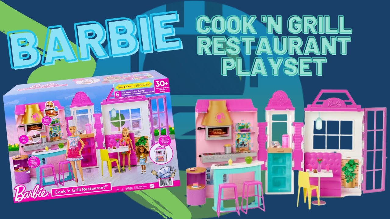 Barbie Cook 'n Grill Restaurant Playset Unboxing Review | The Upside Down Robot