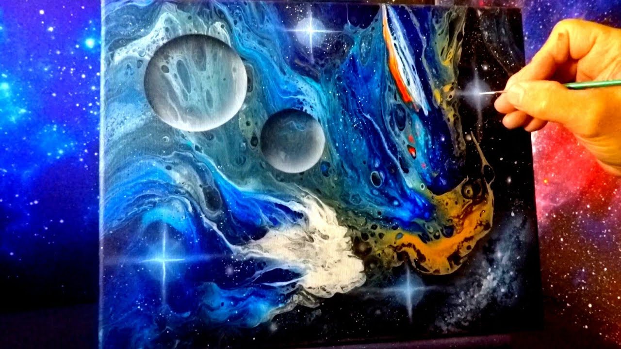 FLUID UNIVERSE/DUTCH POUR/ acrylic Galaxy pour painting airbrush