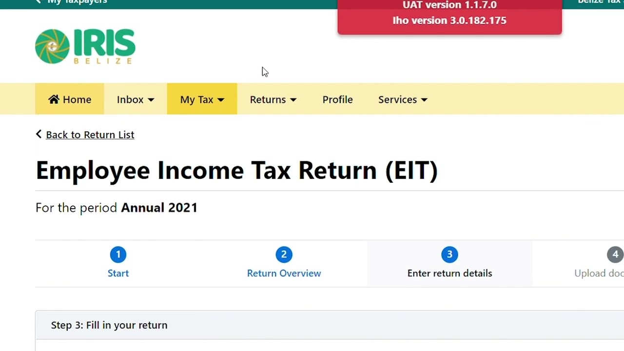IRIS Belize Employee Income Tax Submission Online