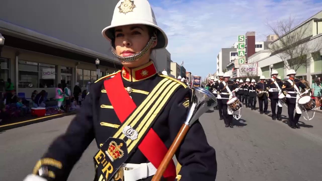 The Omagh Protestant Boys Melody Flute Band performing at the St Patrick's Day Parade in Savannah