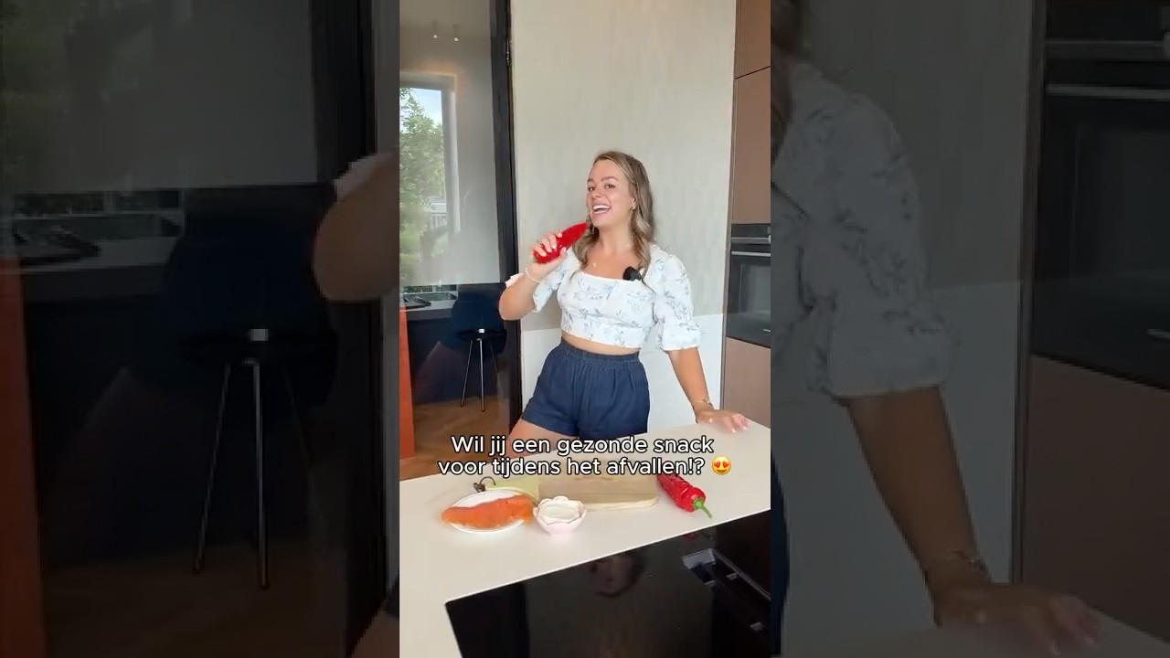 In 5 minuten een gezonde snack voor tijdens het afvallen | Gevulde paprika