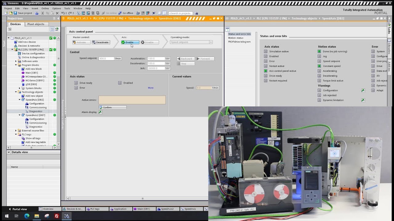 PROFIdrive &ndash; Live Demo for Application Class 1