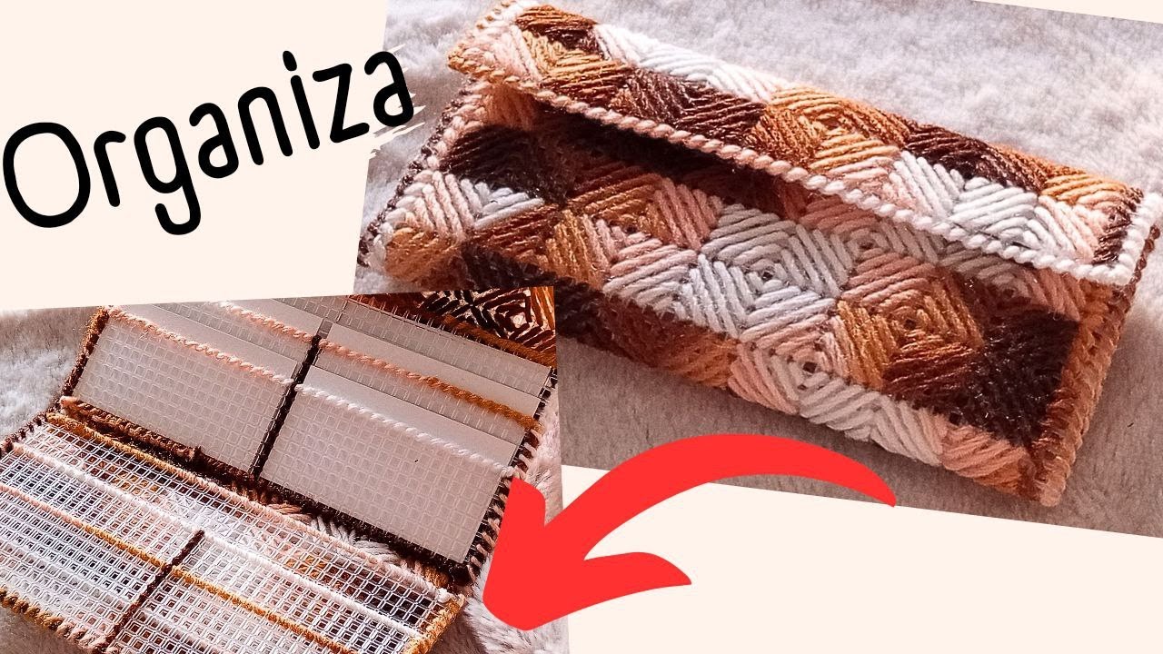 Como HACER esta CARTERA o billetera CON COMPARTIMENTOS tejida en MALLA DE PLÁSTICO / plastic canvas