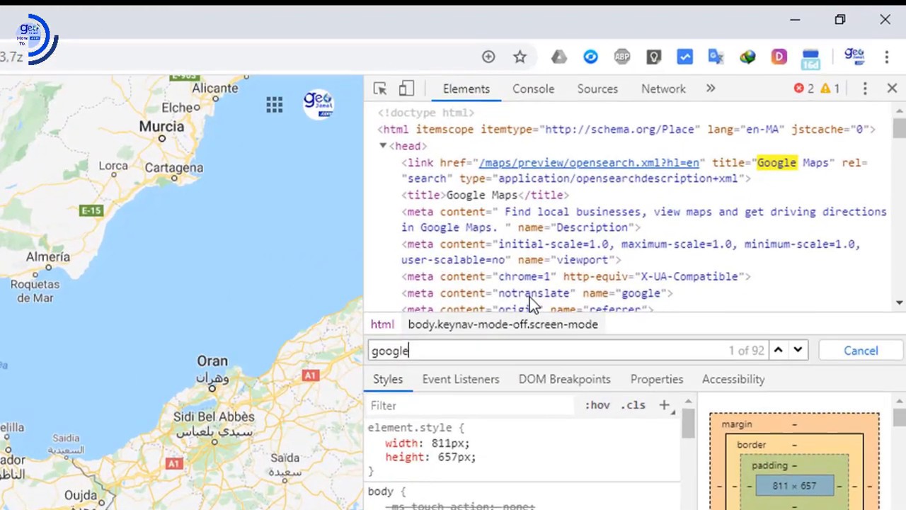 How To find Google satellite map version