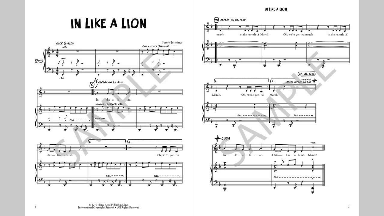 In Like A Lion - MusicK8.com Singles Reproducible Kit