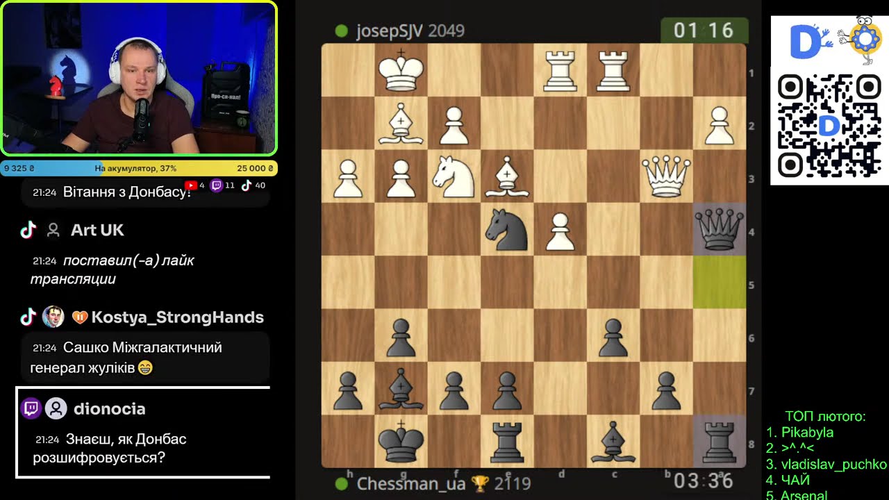Шахи на лічес. Шахи українською на lichess.org 08.02.2026