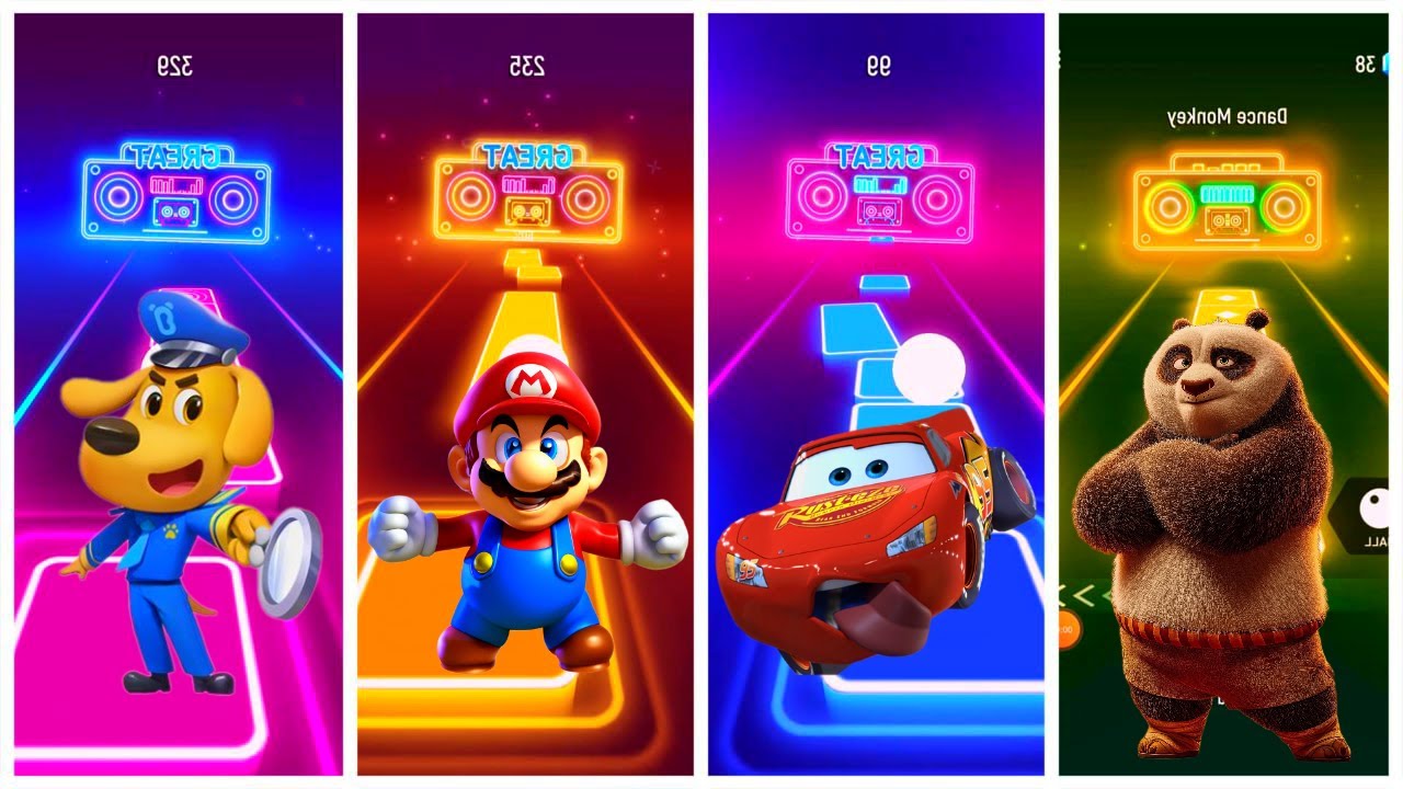 SUPER MARIO 🆚 PAW PATROL 🆚 MCQUEEN Light 🆚 Kun Fu Panda  
