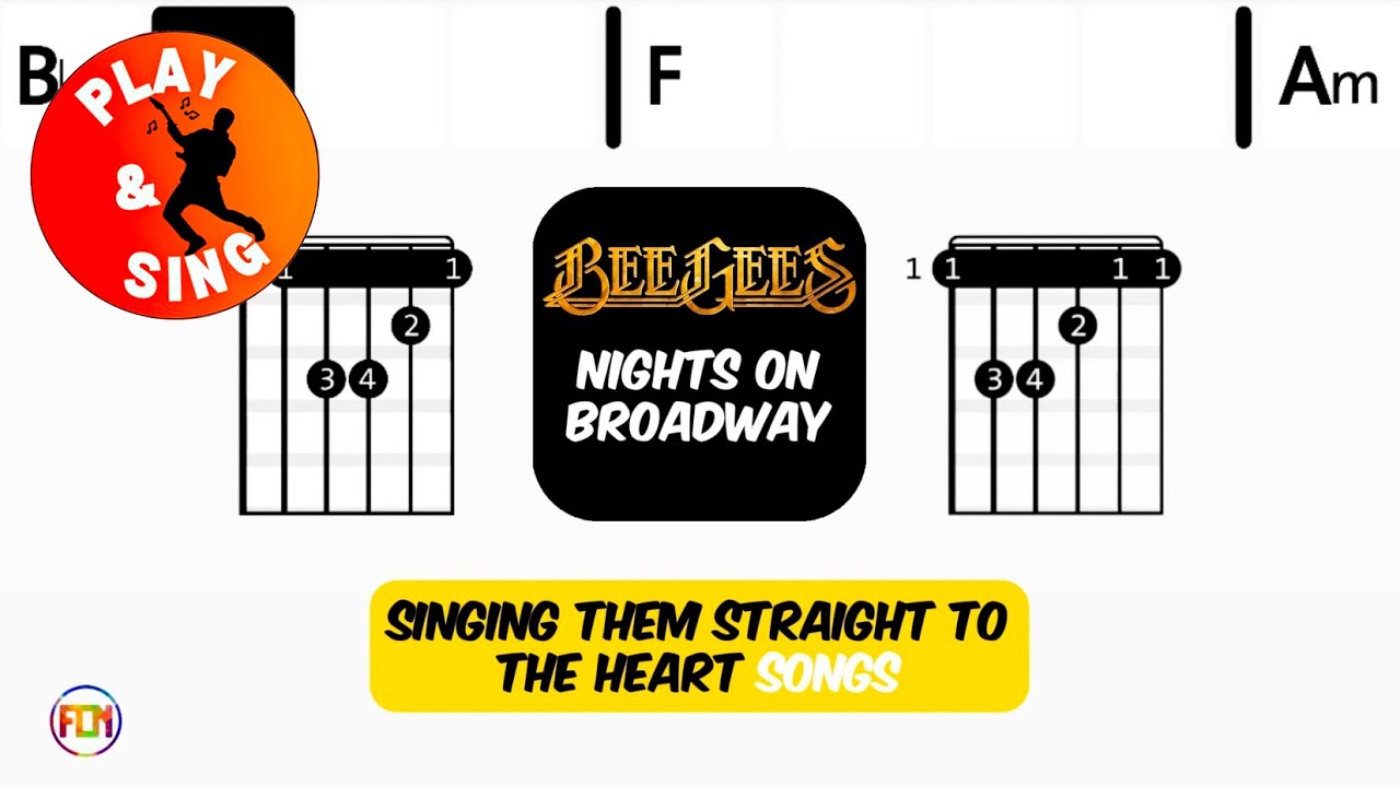 Bee Gees - Nights on Broadway | Scrolling Guitar Chords & Lyrics