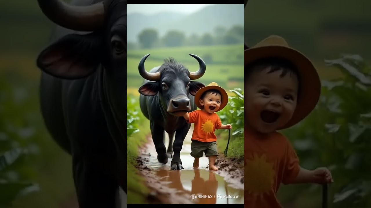 Toddlers with their friends animals #toddlers #animals #friends #goat #elephant