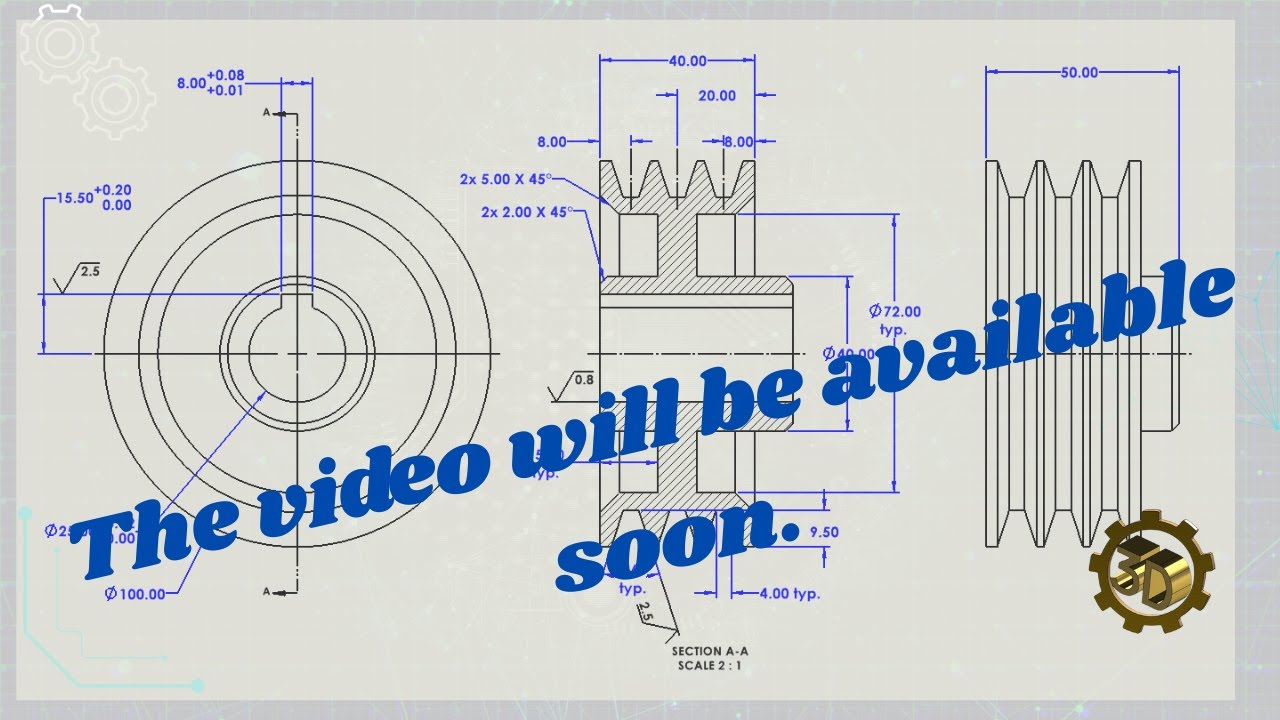Create a Three-Groove V-Belt Pulley in SolidWorks | 3D Mechanical Design Tutorial