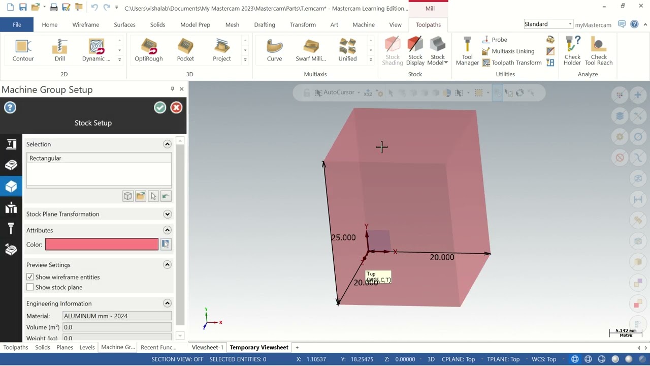 Define Raw Material In Mastercam | Blank Define