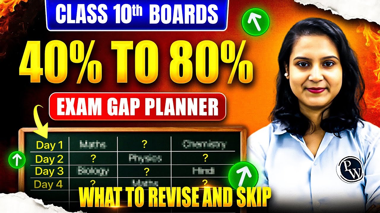 40% To 80% in Class 10th BOARDS🔥 || Exam Gap PLANNER⚡️ (What to revise and Skip) ✅ #pw #class10th 