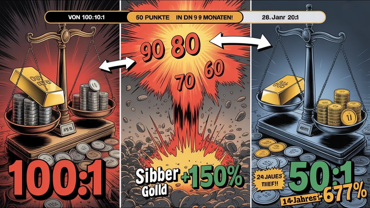 VON 100:1 auf UNTER 50:1 in 9 Monaten: SILBER +150%, Gold +67% - Ratio bricht!