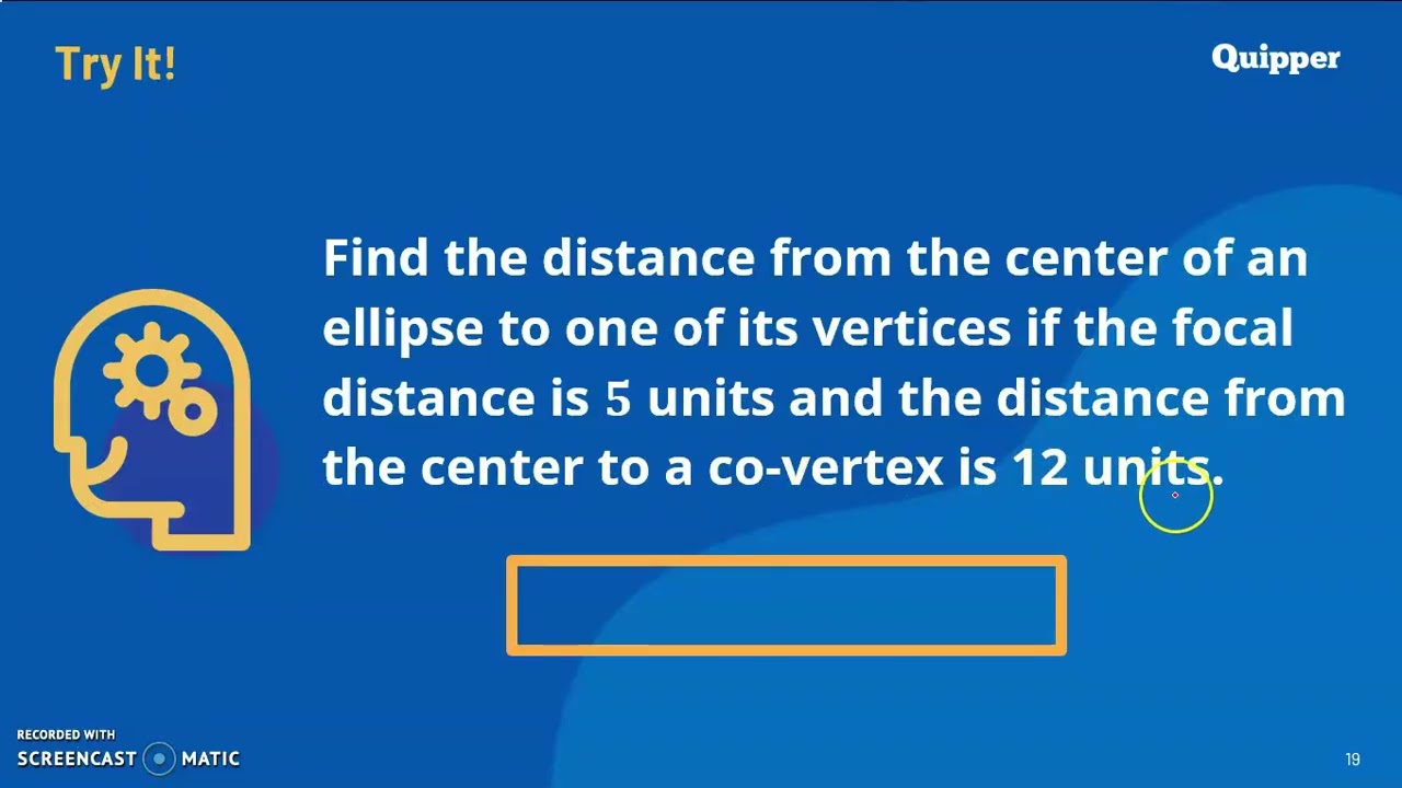 Definition and Equation of an Ellipse Part 1