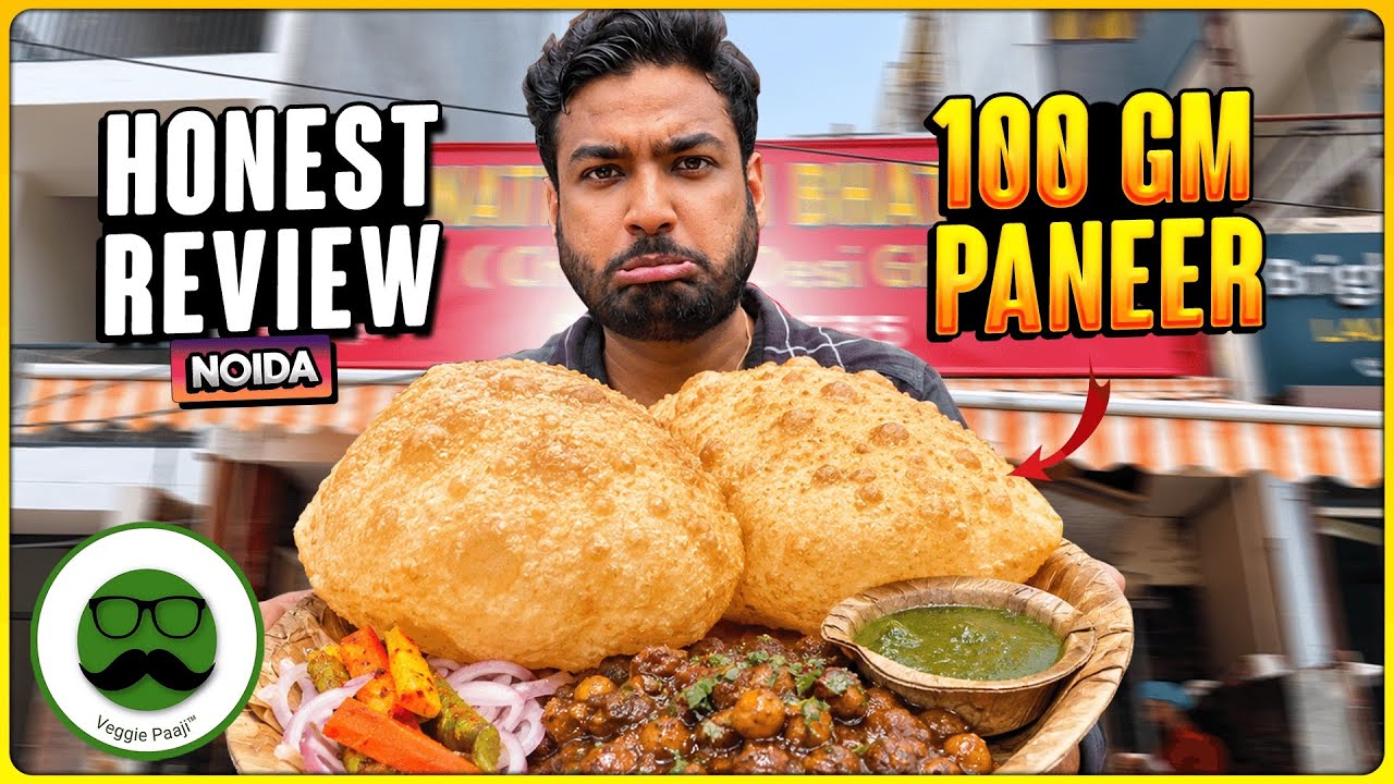 NOIDA 100g Paneer Chole Bhature HONEST Review & More Noida Street Food | Veggie Paaji