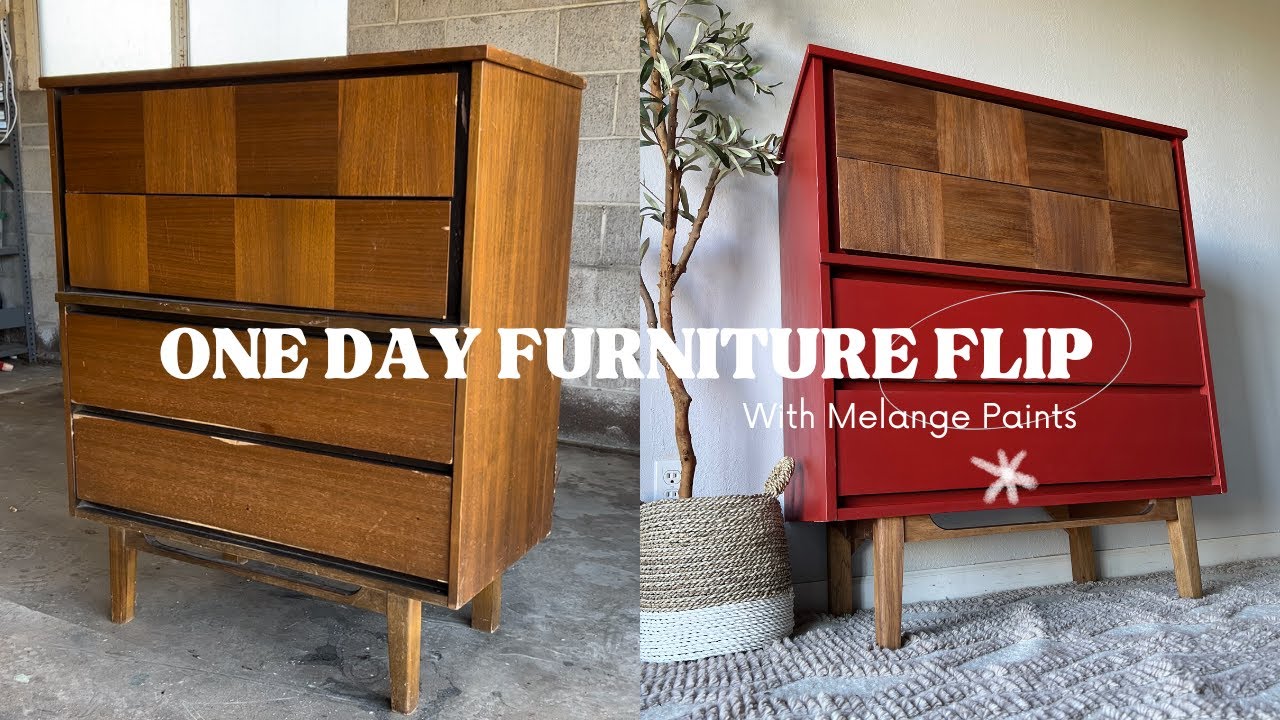 Mid Century Modern Dresser Makeover | 24 Hour Furniture Flip | Melange Paints