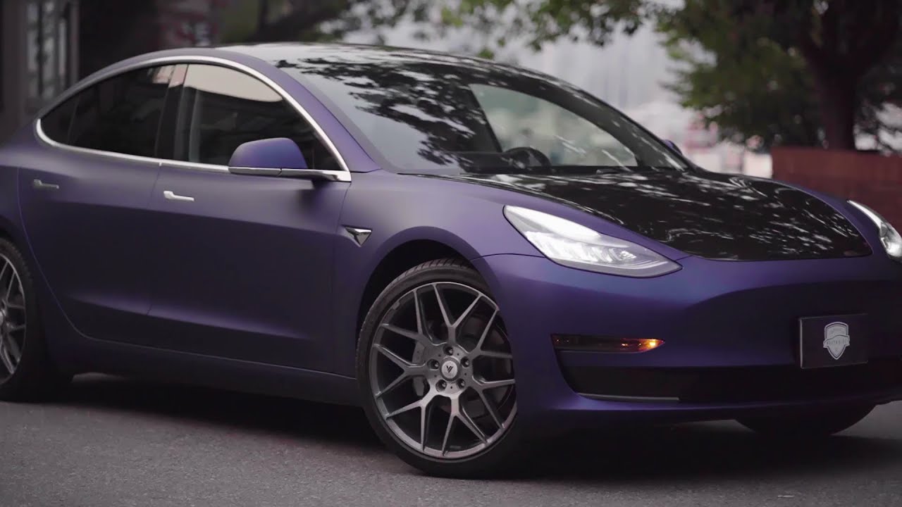 Tesla Model 3 - Full Wrap Colour Change - Avery Dennison Night Blue