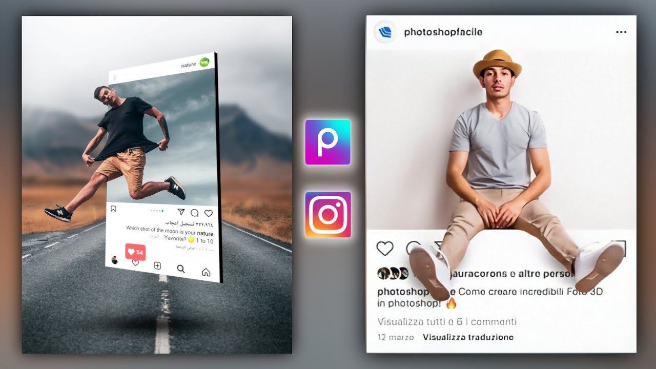 عمل تصميم إنستجرام 3d | برنامج picsArt