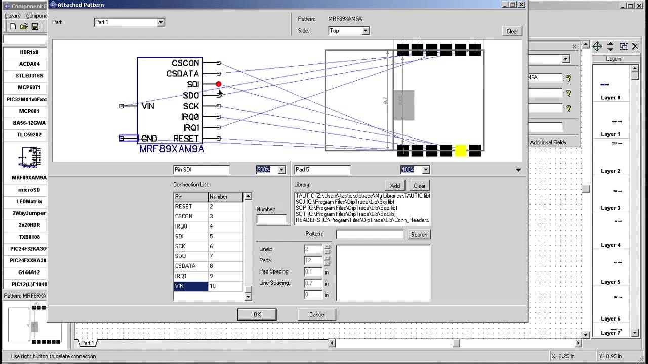 Diptrace - Connecting one pin to multiple pads