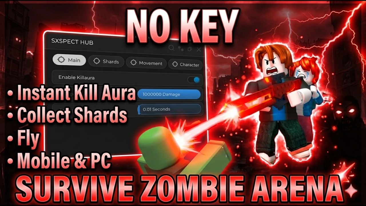 Survive Zombie Arena Script | Keyless | Instant KillAura, Auto Collect Shards, Infinite Waves & More