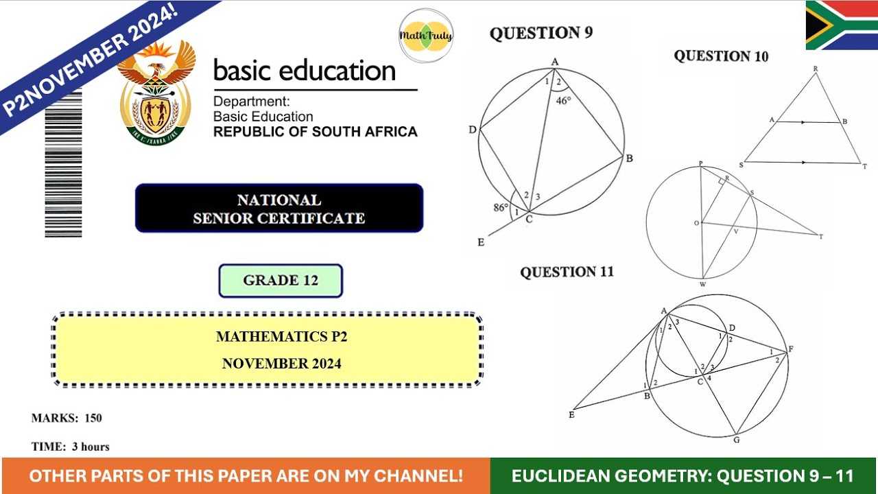 Euclidean Geometry November 2024 Grade 12 Maths Paper 2 Question 9 - 11