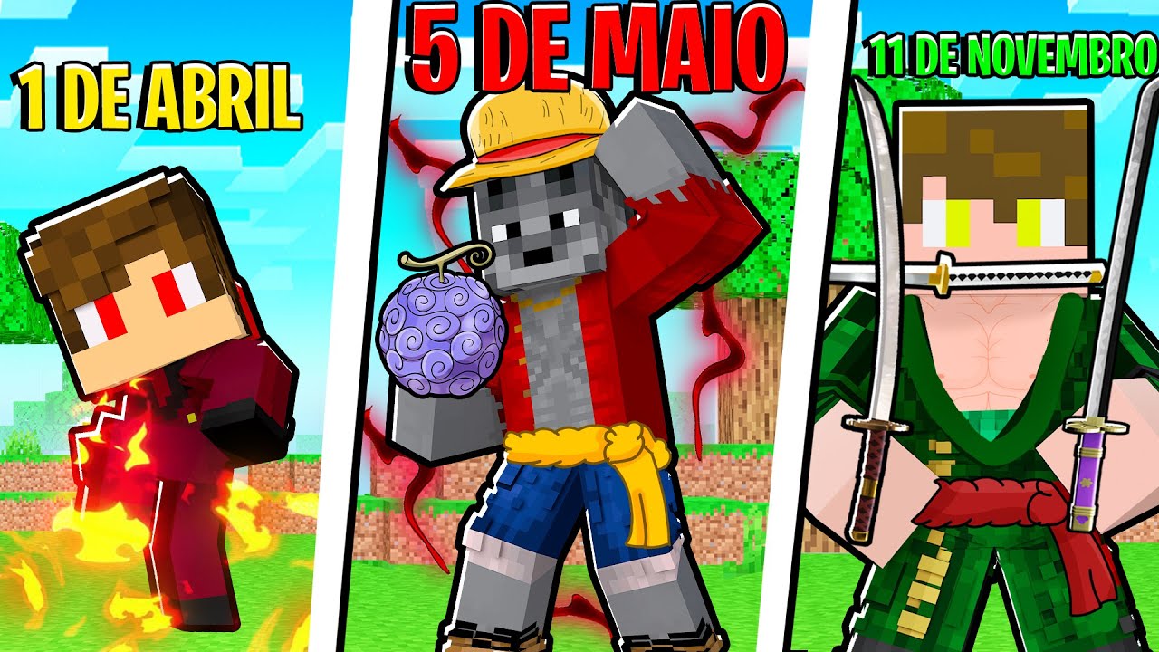 ESCOLHA sua DEVIL FRUIT ou HAKI de ONE PIECE pelo ANIVERSÁRIO do PERSONAGEM no MINECRAFT