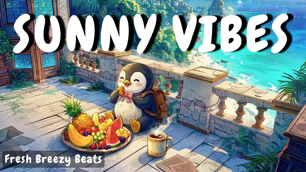 Тропический завтрак с пингвином 🍉 Радостный акустический lofi для учёбы (3H)