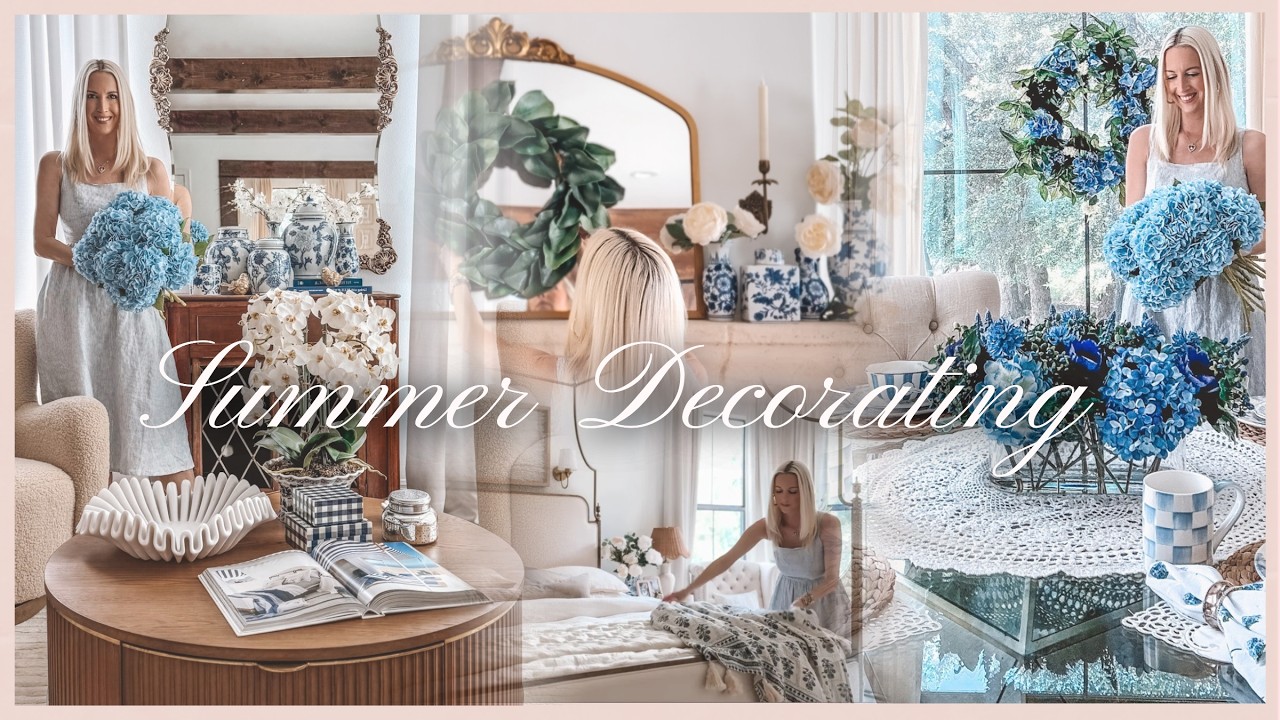 Nowe pomysły na letnią dekorację domu | Elegancka inspiracja na letnią dekorację w odcieniach błę...