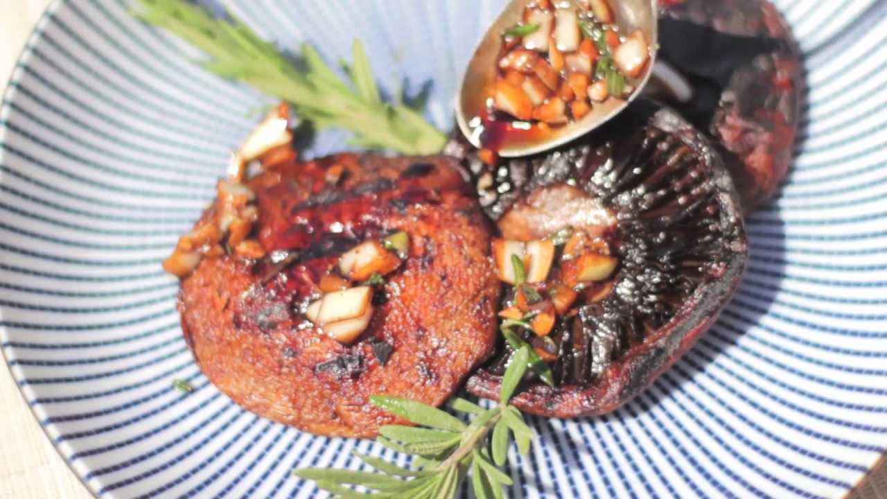 Barbecued portobello mushrooms video - Vegetarian BBQ recipe