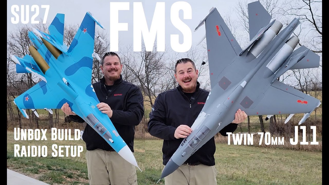 FMS - J-11 & SU-27 - Twin 70 - Unbox, Build, & Radio Setup